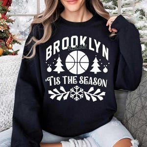 Vintage Brooklyn Basketball Tis The Season Sweatshirt, Brooklyn Basketball Unisex Hoodie, Basketball Retro T-shirt, Christmas Gifts, For Her