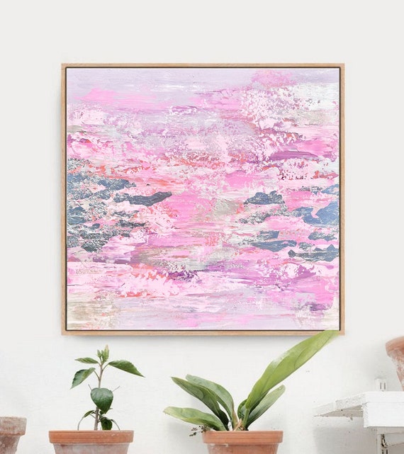 Large Wall Art Pink Abstract Art Original Painting Acrylic Etsy