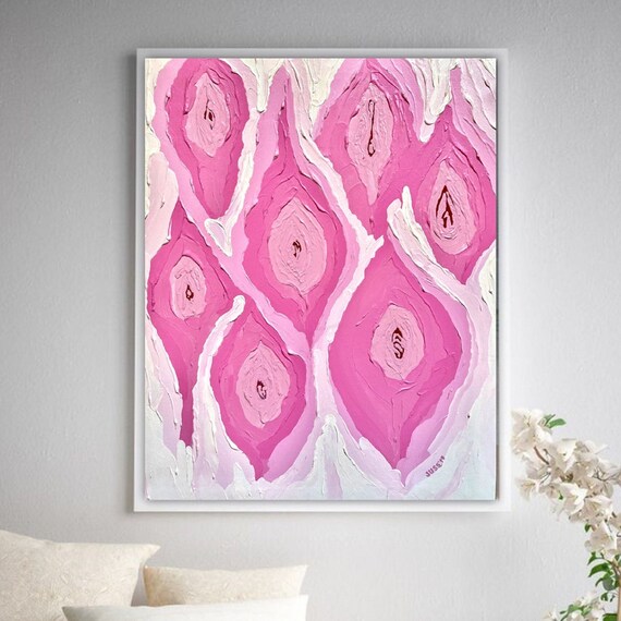 Pink Abstract Art Original Paintings on Canvas Original Etsy