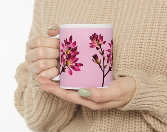 Blushing Blooms: Pink Floral Design Mug Ceramic Mug 11oz