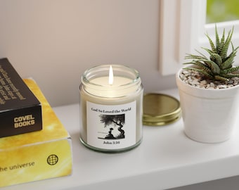 Faith Based Coconut Apricot Wax Candles with Bible Verse John 3:16