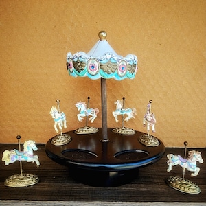 Vintage Porcelain Rotating Musical Carousel - Vintage Scarborough Fair Carousel - Scarborough Fair Porcelain Carousel - Music Boxes
