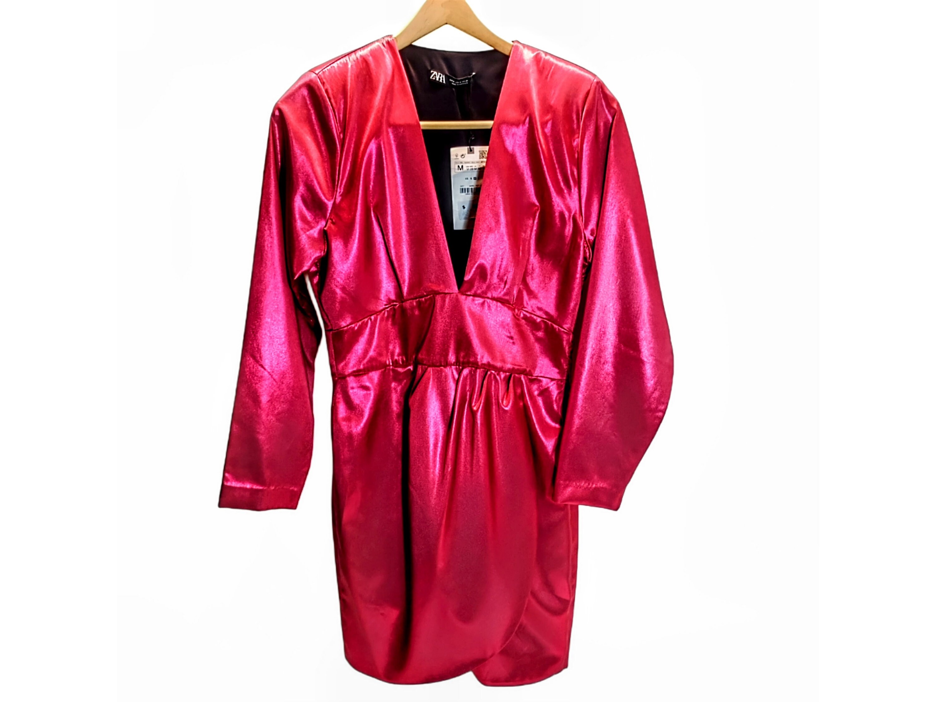 NWT Designer Wrap Mini Dress - Mini Wrap Fuchsia Wedding Dress - Pink Mini  Wrap Evening Dress - Women's Zara Laminated Metallic Sleeved - Etsy