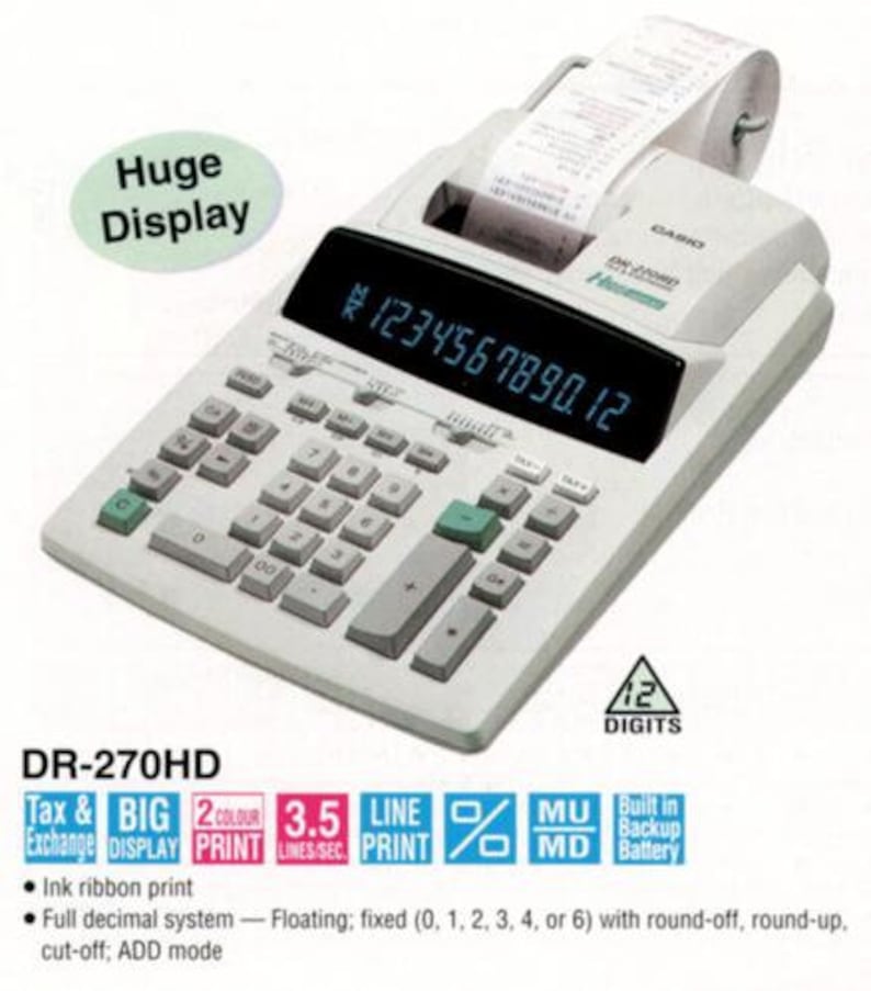 Casio DR 270 HD Tax & Exchange Electric Calculator image 9