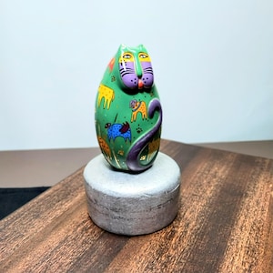Laurel Burch Canine Kitty - Vintage Laurel Burch Figures - Laurel Burch Cat Figurine - Cat Knick Knacks - Hand Painted & Signed Laurel Burch