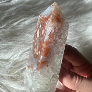 Sparkly Pink Amethyst Flower Agate Tower with Quartz & Druzy / Pink Flower Agate Amethyst Tower with Sparkly Quartz 105g