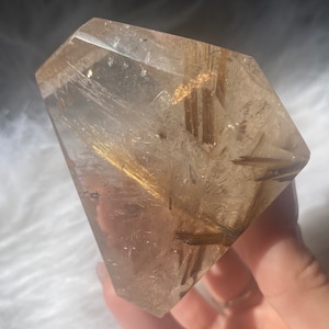 High Quality Gold Rutile in Quartz with Rainbows & Star Rutile Formation / Flashy Rutilated Quartz Freeform with Mica and Rainbows 168g
