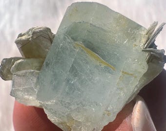 Stunning Aquamarine & Muscovite Mini Specimen with Inclusions from Skardu Valley Pakistan / Flashy Raw Aquamarine Cluster with Muscovite 12g