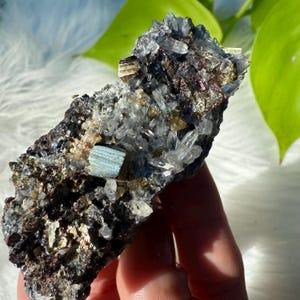 Stunning Irridescent Chalcopyrite on Quartz Specimen from Indonesia / Flashy Irridescent Chalcopyrite Crystal on Quartz Matrix Cluster 62g