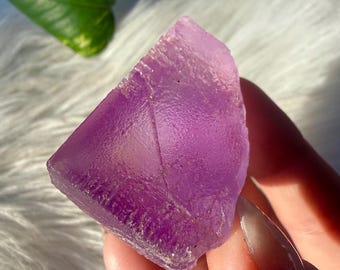 Etched Purple Fluorite Cleave from Cave in Rock, Illinois / Vibrant Purple Cave in Rock Fluorite Specimen 60g