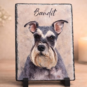Personalized Pet Memorial Stone, Custom Photo Slate Portrait, Dog or Cat Remembrance Gift, Garden Stone