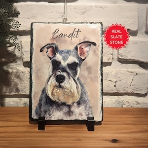 Custom Pet Portrait on stone, Pet Memorial Slate Stone, pet portrait from photo, Sympathy Gift, Bereavement gift, Watercolor Portrait