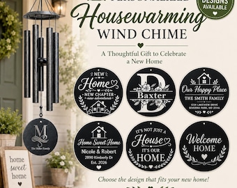 Personalized Housewarming Wind Chime, Custom New Home Gift, Family Name and Address Windchime, Closing Gift for Homeowners, Realtor Gift
