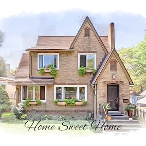 Home portrait, housewarming gift, our first home sign, home sweet home sign, house Portrait, realtor gift, Custom closing gifts