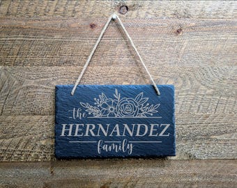 Personalized Slate Welcome Sign, Rustic Engraved Stone Plaque