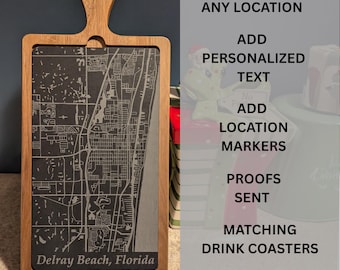 Custom Street Map Charcuterie Board | Personalized Location Engraved Slate & Acacia Wood | Housewarming, Wedding, Realtor Closing Gift