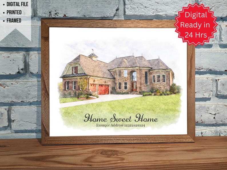 Home portrait, house painting, housewarming gift, our first home sign, home sweet home sign, watercolor home, house portrait, realtor gift image 5