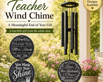 Teacher Retirement Wind Chime Gift, End of Year Teacher Gift from Class, Personalized Teacher Appreciation Windchime, Thank you gift