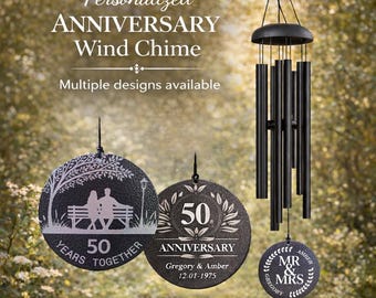 Personalized Anniversary Wind Chime | Custom Engraved Gift for Couple | 50th 25th Anniversary Gift | Wedding Anniversary Keepsake | Mr & Mrs