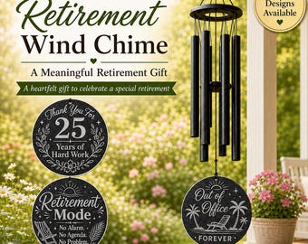 Personalized Retirement Wind Chime, Custom Years of Service Gift, Employee Appreciation Gift, Retirement Gift for Her or Him