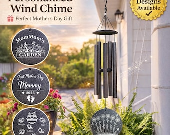 Personalized Wind Chime with Kids Names, Customs Mother’s Day Gift for Mom Grandma Nana, Family Garden Decor Gift from Kids or Grandkids