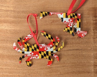 Maryland Flag Christmas Ornaments  Crab & State Holiday Decor Maryland Crab   Christmas Ornament  Maryland Flag Maryland State,  Blue crab