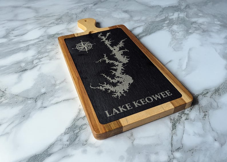 Custom Lake Map Charcuterie Board, Lake House kitchen decor, Lake Life, Realtor Closing Gift, Any Lake, Mother's Day Gif Set bild 9