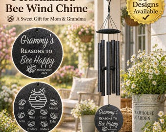 Personalized Grandma Gift, Bee Wind Chime, Mother’s Day Wind Chime, Custom Bee Gift for Mom, Grammy Nana Mimi Gift