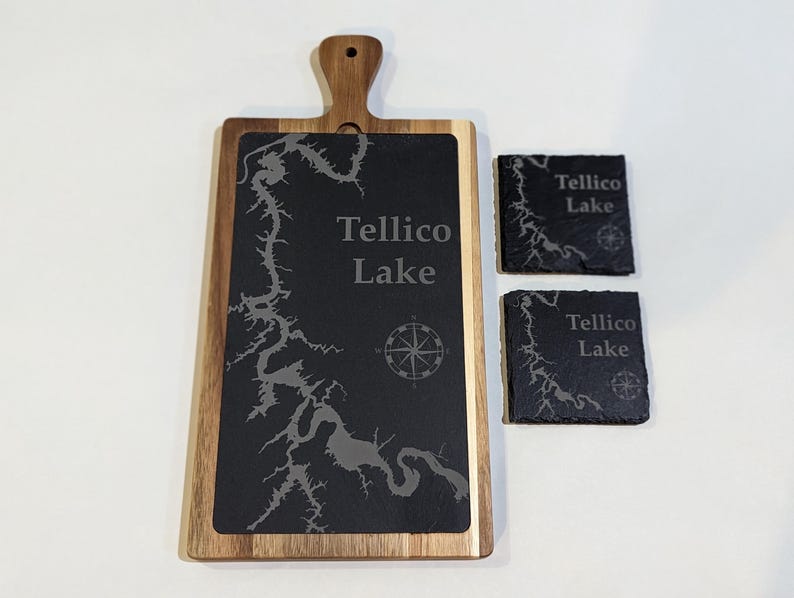 Custom Lake Map Charcuterie Board, Lake House kitchen decor, Lake Life, Realtor Closing Gift, Any Lake, Mother's Day Gif Set bild 13