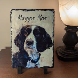 Pet Memorial Stone, Personalized Pet Portrait Slate, Custom Dog Memorial Gift, Cat Memorial Picture, Pet Loss Sympathy Gift, Rainbow Bridge image 7