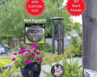 Personalized Dog Memorial Wind Chime | Engraved Black Aluminum | Pet Loss Gift | Outdoor Remembrance | Custom Pet Tribute | Sympathy Decor