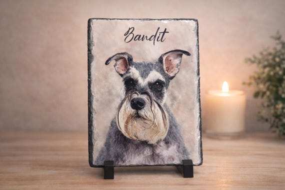 Pet Memorial Stone, Personalized Pet Portrait Slate, Custom Dog Memorial Gift, Cat Memorial Picture, Pet Loss Sympathy Gift, Rainbow Bridge