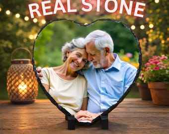 Heart Shaped Photo Slate Valentine’s Day Gift – Personalized Engraved Photo Keepsake, Romantic Couple Anniversary Gift for Him or Her