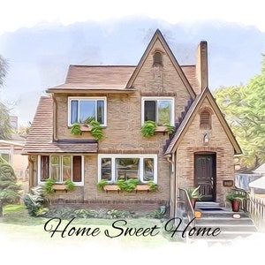 Home portrait, house painting, housewarming gift, our first home sign, home sweet home sign, watercolor home, house portrait, realtor gift image 2