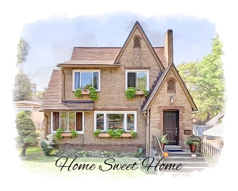 Home portrait, house painting, housewarming gift, our first home sign, home sweet home sign, watercolor home, house portrait, realtor gift image 2