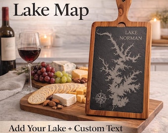 Custom Lake Map Charcuterie Board, Lake House kitchen decor, Lake Life, Realtor Closing Gift,  Any Lake, Mother's Day Gif Set