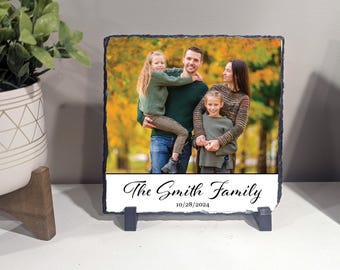 Personalized Photo Slate, Custom Natural Rock Plaque, Family Portrait Keepsake