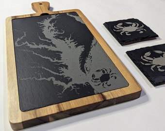 Chesapeake Bay Engraved Slate Charcuterie Board – Personalized Serving Tray