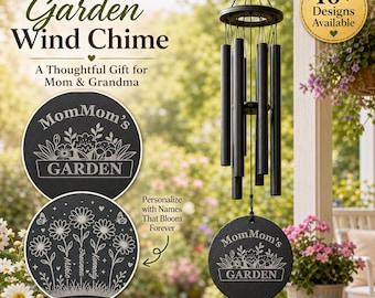 Personalized Mom Gift, Grandma Garden Gift, Custom Flower Name Gift from Kids, Mother’s Day Gift for Mom, Garden Wind Chime