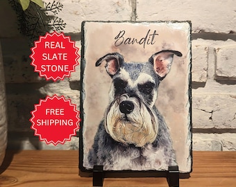 Personalized Pet Memorial Stone | Custom Dog Portrait Watercolor Keepsake | Pet Loss Gift and Sympathy Plaque for Dog or Cat