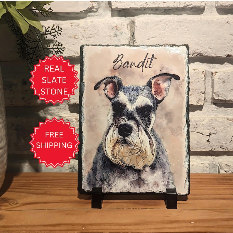 Pet Memorial Stone, Personalized Pet Portrait Slate, Custom Dog Memorial Gift, Cat Memorial Picture, Pet Loss Sympathy Gift, Rainbow Bridge image 12