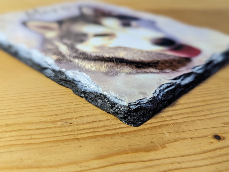 Pet Memorial Stone, Personalized Pet Portrait Slate, Custom Dog Memorial Gift, Cat Memorial Picture, Pet Loss Sympathy Gift, Rainbow Bridge image 6