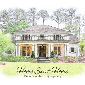 Home portrait, house painting, housewarming gift, our first home sign, home sweet home sign, watercolor home, house portrait, realtor gift image 4