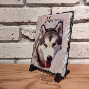 Pet Memorial Stone, Personalized Pet Portrait Slate, Custom Dog Memorial Gift, Cat Memorial Picture, Pet Loss Sympathy Gift, Rainbow Bridge image 9