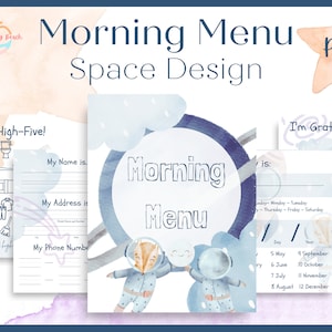 Morning Menu Printables - Space Design - Circle Time - Morning Ritual - Morning Basket - Morning Time Resources