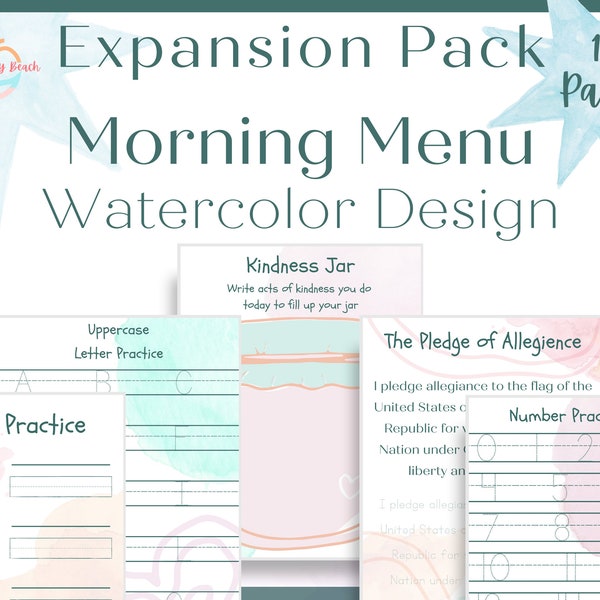 Morning Menu Printables - Watercolor Design - Circle Time - Morning Ritual - Morning Basket - Morning Time Resources