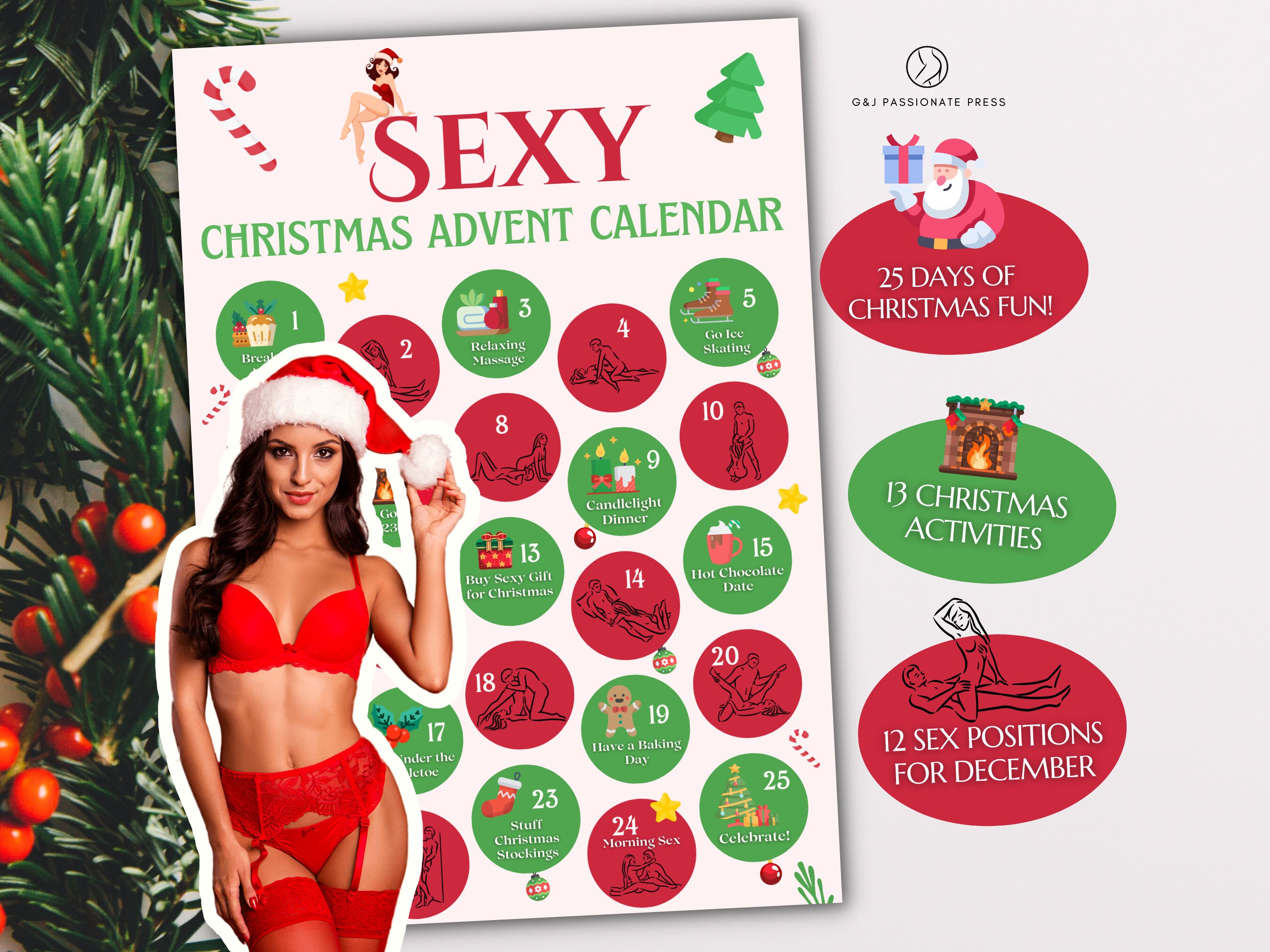 Sexy Advent Calendar For Christmas Printable Naughty Etsy