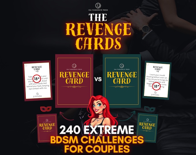 REVENGE CARDS - 240 BDSM Extreme Challenges for Kinky Switch Couples. Submissive Woman and Femdom Task Ideas. Naughty Sex Game for Him & Her