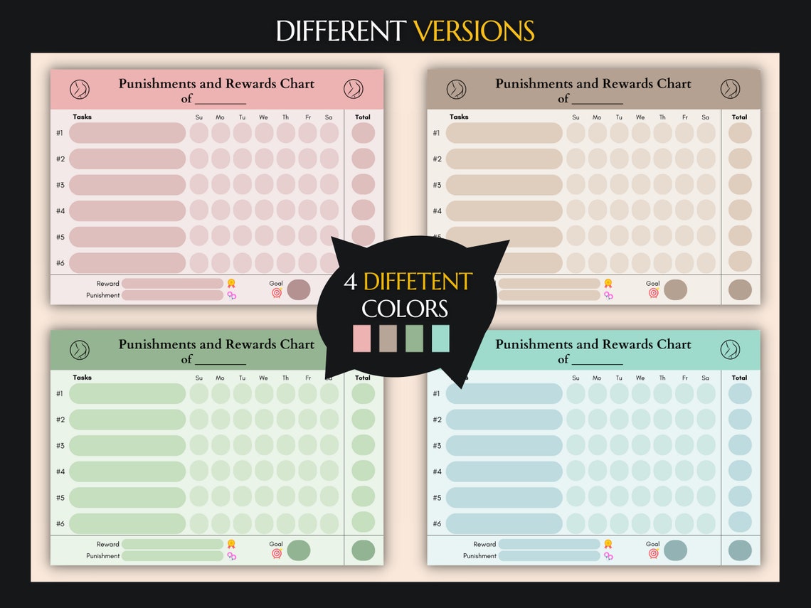 Punishment and Reward Chart for Submissive. BDSM Chore Chart Etsy