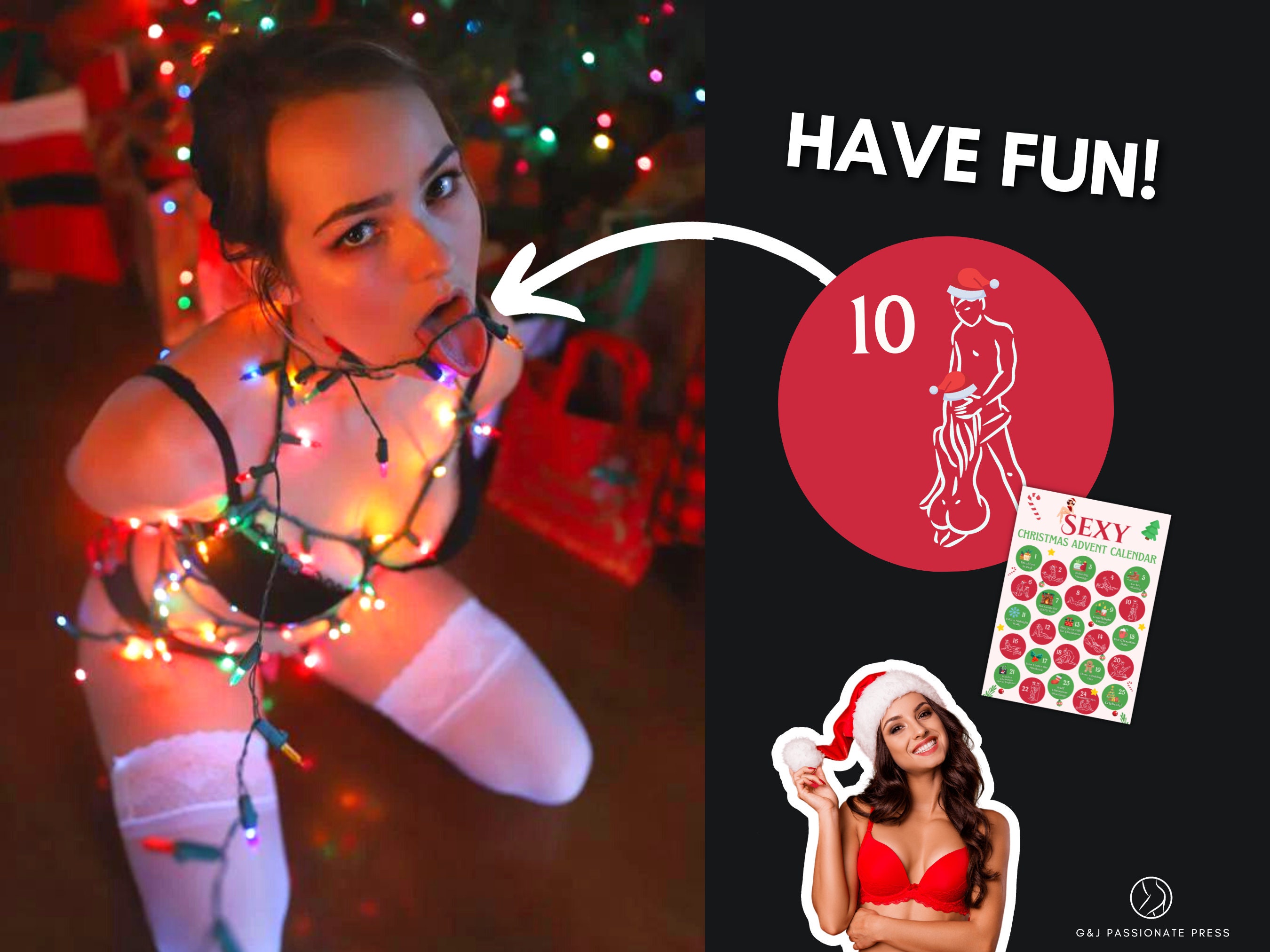 Sexy Advent Calendar for Christmas. Printable Naughty Christmas Gift